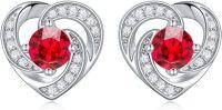 wholesale 925 Sterling Silver Birthstone Heart Stud Earrings Jewelry Gifts for Women-Silver-07-Jul-Zirconia