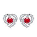 wholesale 925 Sterling Silver Birthstone Heart Stud Earrings Jewelry Gifts for Women-0-18