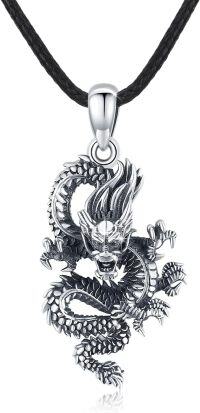 wholesale 925 Sterling Silver Metal Stone Dragon Pendant Necklaces for Men Women-B-Dragon Necklace