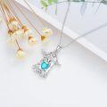 wholesale 925 Sterling Silver Heart-Shaped Blue Stone Highland Cow Pendant Necklace for Women-0-2