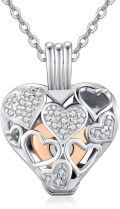 wholesale 925 Sterling Silver Heart Shape Cremation Pendant with Cubic Zirconia and Rose Gold Accents - Memorial Keepsake Jewelry for Women & Men-0-0