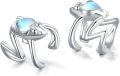wholesale 925 Sterling Silver Frog Shape Moonstone Clip-On Cartilage Ear Cuffs for Men & Women - Vintage Style Non-Pierced Studs-0-0