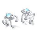wholesale 925 Sterling Silver Frog Shape Moonstone Clip-On Cartilage Ear Cuffs for Men & Women - Vintage Style Non-Pierced Studs-0-0