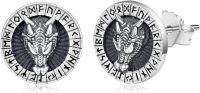 wholesale 925 Sterling Silver Viking Rune Dragon Head Stud Earrings for Men & Women-dragon