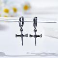 wholesale 925 Sterling Silver Black Cross Nail Hoop Earrings with Turquoise and Malachite for Men Women PUNK GOTHIC s 4cm Long-0-1