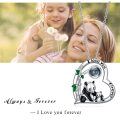 wholesale 925 Sterling Silver Panda Mother Baby Heart Projection Pendant Necklace I Love You Forever-0-3