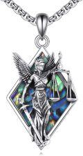 wholesale 925 Sterling Silver Abalone Shell Lady Justice Scale Pendant Necklace for Lawyers Gifts-0-0