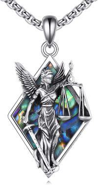 wholesale 925 Sterling Silver Abalone Shell Lady Justice Scale Pendant Necklace for Lawyers Gifts-Scales of Justice A