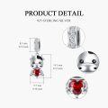 wholesale  925 Sterling Silver & Garnet Cow Charm Bead - Sparkling White Zircon, 9.7x14.5mm, Hypoallergenic Jewelry Gift for Women-0-3