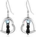 wholesale 925 Sterling Silver Hypoallergenic Cat Soccer Moon Witch Black Dangle Earrings for Women-0-0