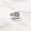 wholesale 925 Sterling Silver Turquoise Stone Sun & Moon Open Adjustable Rings Wholesale Set for Women-0-1