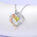 wholesale TOUPOP August Birthstone Necklace 925 Sterling Silver Rose Heart Peridot Necklace Heart Butterfly Pendant Necklace Jewelry Anniversary Birthday Christmas Gifts For Women Her Wife Girlfriend Mom -0-3