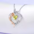 TOUPOP Sterling Silver Peridot Rose Heart Butterfly Pendant Necklace-0-3