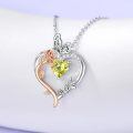 TOUPOP Sterling Silver Peridot Rose Heart Butterfly Pendant Necklace-0-3