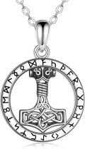 wholesale 925 Sterling Silver Viking Thor's Hammer Pendant with Runes and Celtic Knots - Nordic Jewelry for Men & Women-0-0