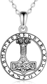 wholesale 925 Sterling Silver Viking Thor's Hammer Pendant with Runes and Celtic Knots - Nordic Jewelry for Men & Women-Mjolnir