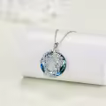 TOUPOP Sterling Silver Blue Crystal Tree Of Life Monkey Necklace Jewelry Gifts For Women-0-3