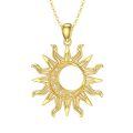 wholesale Gold 925 Sterling Silver Lab-Grown Cubic Zirconia Sun Pendant Necklace for Women-0-0