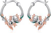 wholesale 925 Sterling Silver Moon & Star Huggie Hoop Earrings - Cute Celestial  for Her-Animal earrings-Axolotl Earrings