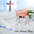 wholesale 925 Sterling Silver Jesus Ring Adjustable Heart Faith King of Kings Christian Band for Women-0-3