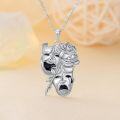 wholesale 925 Sterling Silver Rose and Drama Masks Pendant Necklace - Theatre Themed Jewelry for Women-0-1