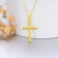 wholesale 14K Gold Cross Pendant Necklace with Chain - 19mm for Women s-0-3
