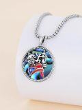 wholesale 925 Sterling Silver Round African Map & Puerto Rican Flag Charm Necklace for Men/Women -0-3