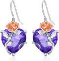 wholesale TOUPOP Birth Flower Earrings 925 Sterling Silver 12 Month Floral Earrings Birthstone Crystal Jewelry Birthday Christmas Gifts For Women -0-0
