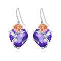 TOUPOP Sterling Silver Crystal Birth Flower Earrings 12 Month Floral Jewelry Gifts-0-0