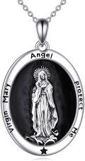 wholesale 925 Sterling Silver Virgin Mary Angel Protect Me Religious Medal Necklace Catholic s for Men & Women-0-0