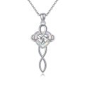 wholesale 925 Sterling Silver Heart-Shaped Opal Celtic Knot Pendant Necklace s for Women Christmas-0-0