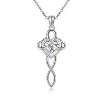 wholesale 925 Sterling Silver Heart-Shaped Opal Celtic Knot Pendant Necklace s for Women Christmas-Heart Celtic