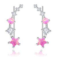 wholesale 925 Sterling Silver Pink Opal & CZ Star Ear Climber Earrings for Women Girls -Purple Opal