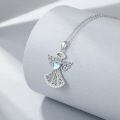 wholesale 925 Sterling Silver Angel Pendant Necklace Heart Moonstone White Gold Plated Women Jewelry-0-2