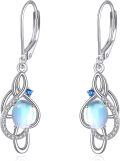 wholesale 925 Sterling Silver Rainbow Moonstone Celtic Knot Drop Earrings for Women-0-0