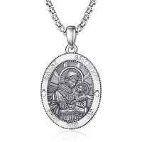 wholesale 925 Sterling Silver Patron Saint Medal Amulet Necklace for Men 2 5mm 22 +2 Chain-A28-Saint Anthony