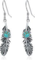 wholesale 925 Sterling Silver Feathers with Turquoise & Lapis Lazuli Drop Earrings for Women - Valentines Day Gifts-0-0