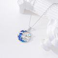 wholesale 925 Sterling Silver Ocean Wave and Whale Tail Moonstone Pendant Necklace for Women-0-2