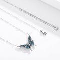 wholesale 925 Sterling Silver Turquoise Inlay Butterfly Pendant Necklace Minimalist Charm s for Her-0-1