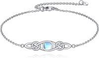 wholesale 925 Sterling Silver Celtic Knot Bracelet w Mustard Seed Moonstone Birthstone-C-Moonstone