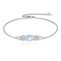 wholesale 925 Sterling Silver Celtic Knot Bracelet w Mustard Seed Moonstone Birthstone-C-Moonstone