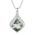 TOUPOP Sterling Silver Teardrop Gemstone Filigree Pendant Necklace-0-0