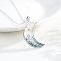 wholesale 925 Sterling Silver Crescent Moon Turquoise Mountain Pendant Necklace for Women Girls-0-1