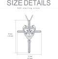 wholesale 925 Sterling Silver Blue Sapphire Cross Dolphins Pendant Necklace for Women -0-6
