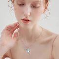 wholesale 925 Sterling Silver Heart Opalite Stone I love you to the moon Pendant Necklace for Women-0-3