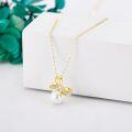 wholesale 14K Gold Pearl and Diamond Bow Tie Pendant Necklace for Women-0-3