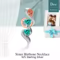 TOUPOP Sterling Silver Zircon Rose Flower Birthstone Necklace For Sisters-0-3