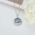 wholesale 925 Sterling Silver Round Abalone Shell Wave Bunny Pendant Necklace-0-3