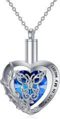 wholesale TOUPOP Butterfly Urn Necklaces For Ashes Of Loved One S925 Sterling Silver Cremation Butterfly Jewelry For Women Grandma Heart Urn Sister Rememberance Gift For Loss -0-0