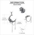 wholesale 925 Sterling Silver Gothic Witch Moon & Flower Pearl Tassel Pendant Necklace for Women Girls-0-3
